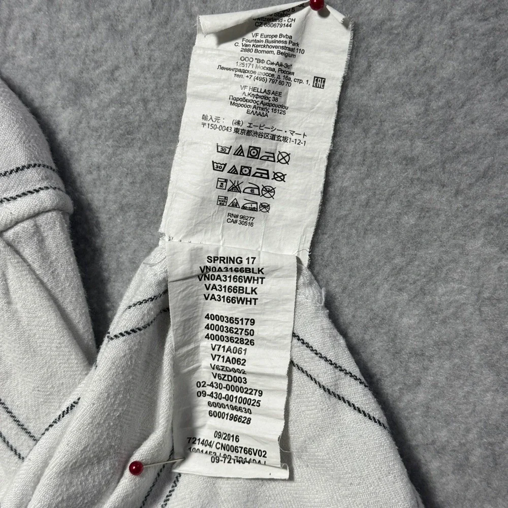 Vans Mens XL Tailored Fit Windowpane Plaid Flannel Shirt White Black VN0A3166WHT - Picture 7 of 8